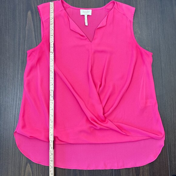 Laundry by Shelli Segal Sleeveless Drape Blouse Women’s Large Hot Pink V-Neck - Picture 14 of 15